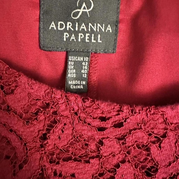 Adrianna Papell Red lace overlay pencil ruched sides sleeveless dress size 10 - Picture 8 of 8